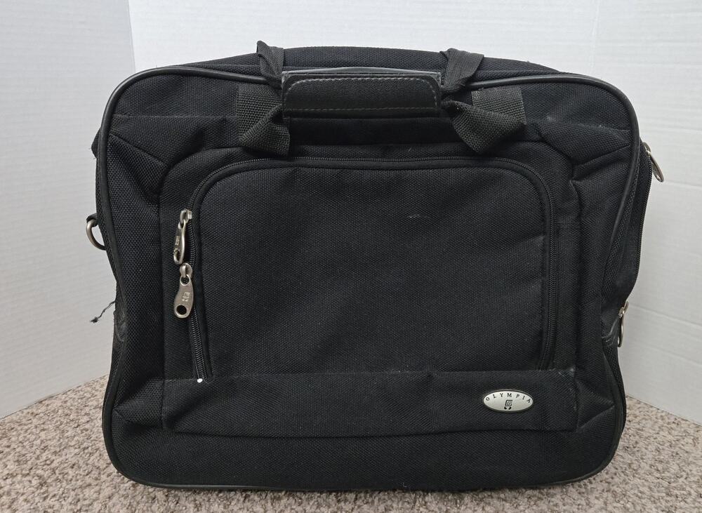 Olympia Carry-On Bag Laptop Rolling Suitcase Over Night Black W/Laptop Bag
